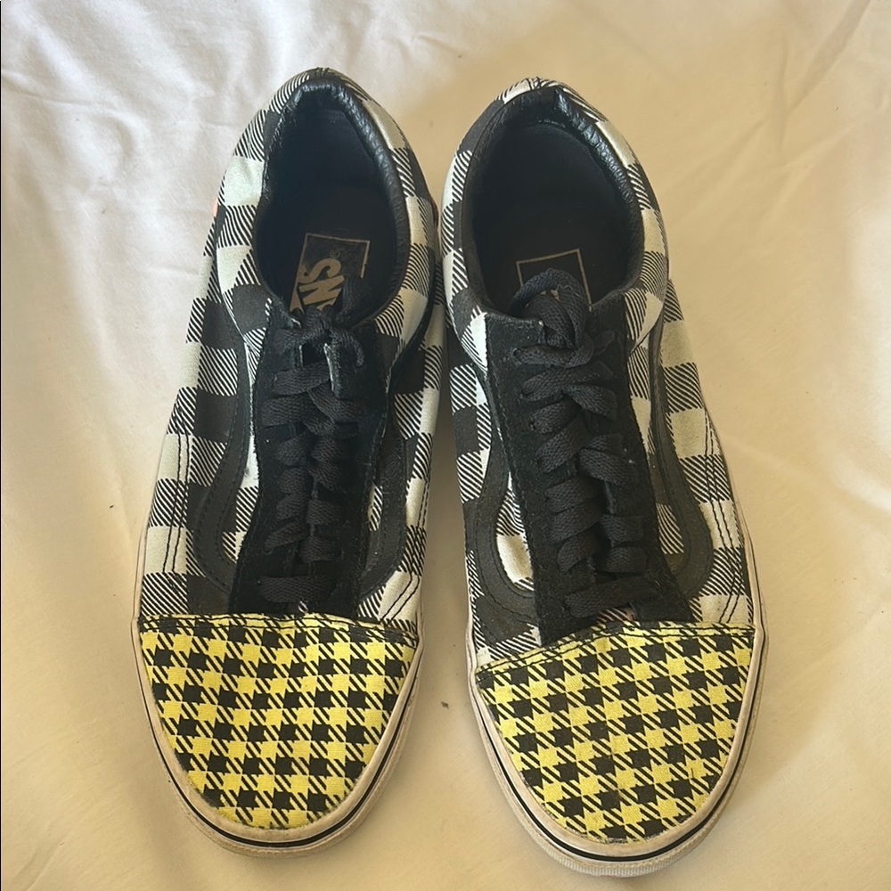 Vans Checkered Sneakers with Yellow Accents